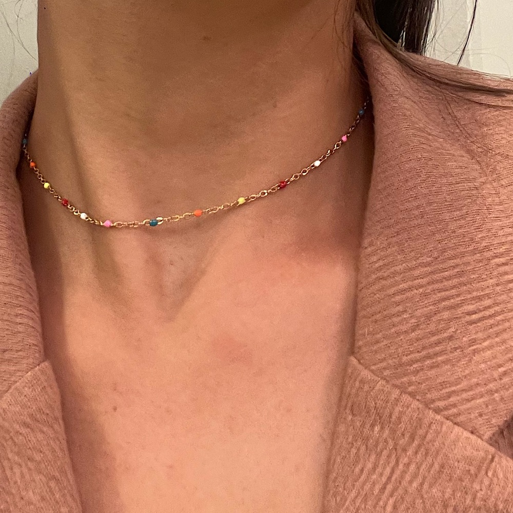 Gold necklace multicolor